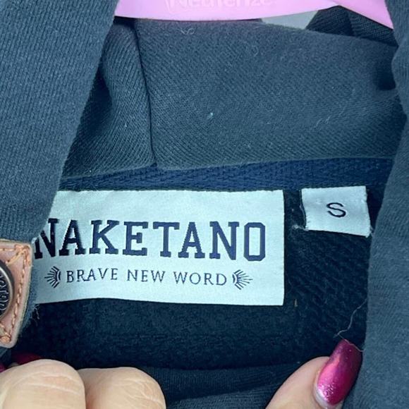 Naketano Black Athletic high neck hoodie pull over sweatshirt size small - Picture 9 of 10